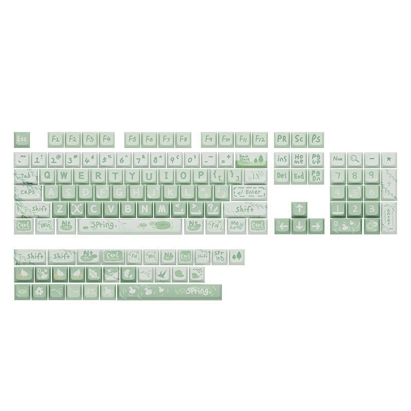 133 Key Spring Outing Theme Keycap (Without Keyboard), 1 Set Decorative PBT Keycap, Mechanical Keyboard Keycap, Non-Keyboard Keycap, Peripherals & Accessories