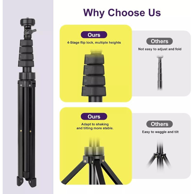 Tripod Camera Tripods, 51'' Lightweight Camera Tripod with Wireless Remote and Bag, Travel Cell Phone Tripod, Phone Tripod Stand with Phone Tripod Mount & 1/4”Screw, for Phone/Camera/Projector/Dslr/Slr