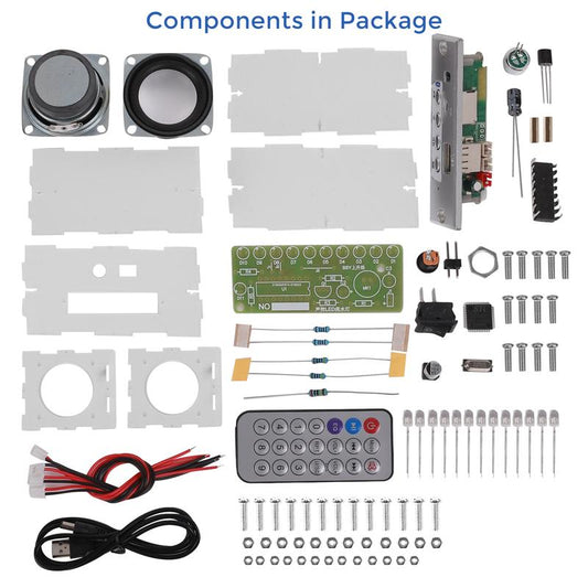 Mioyoow DIY Bluetooth-Compatible Speaker Kit with LED Flashing Light, DIY Electronics Soldering Project USB Mini Home Stereo Sound Amplifier Soldering Practice Kit for College High School Education Audio Colorful Educational