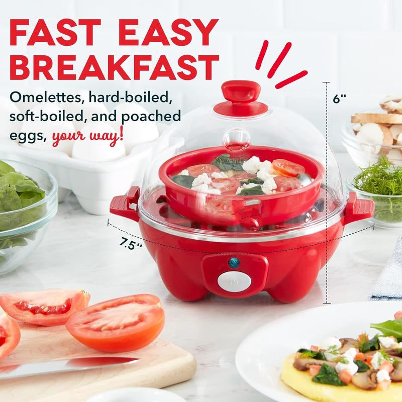 6 Egg Cooker Boiled Eggs Egg Cooker Machine, Omellete Poached Soft Boiled Electric Egg Cooker Rapid Egg Cooker: 6 Egg Capacity Electric Egg Cooker for Hard Boiled Eggs, Poached Eggs, Scrambled Eggs, or Omelets with Auto Shut off Feature