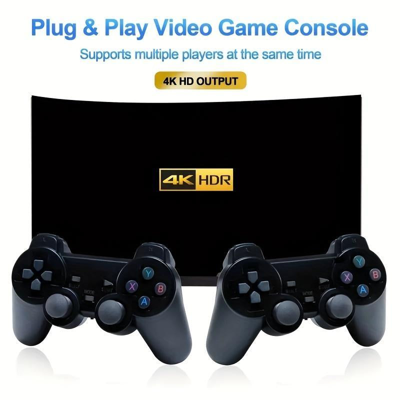 4K Wireless Game Controller for Summer, 1 Set Super Game Box plus 4K HD Output Game Console + TV Home Game Console Support PSP/N64/3D/PS1, Father'S Day Gifts