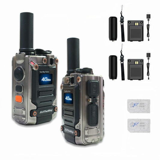 M8 POC Walkie Talkie FRS Global PTT 2 Way Radio 4G Connectivity Long Range Communication Audio Durable Lanyard 10000 Miles Clip Device Remote Aluminum