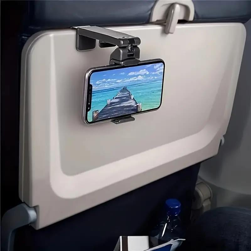 Universal 360° Rotatable Airplane Phone Holder - Portable, Adjustable, Multi-Directional Travel Stand - Handsfree Flying Experience for All Smartphones Cellphone Accessories Clip Compact Installation Mount