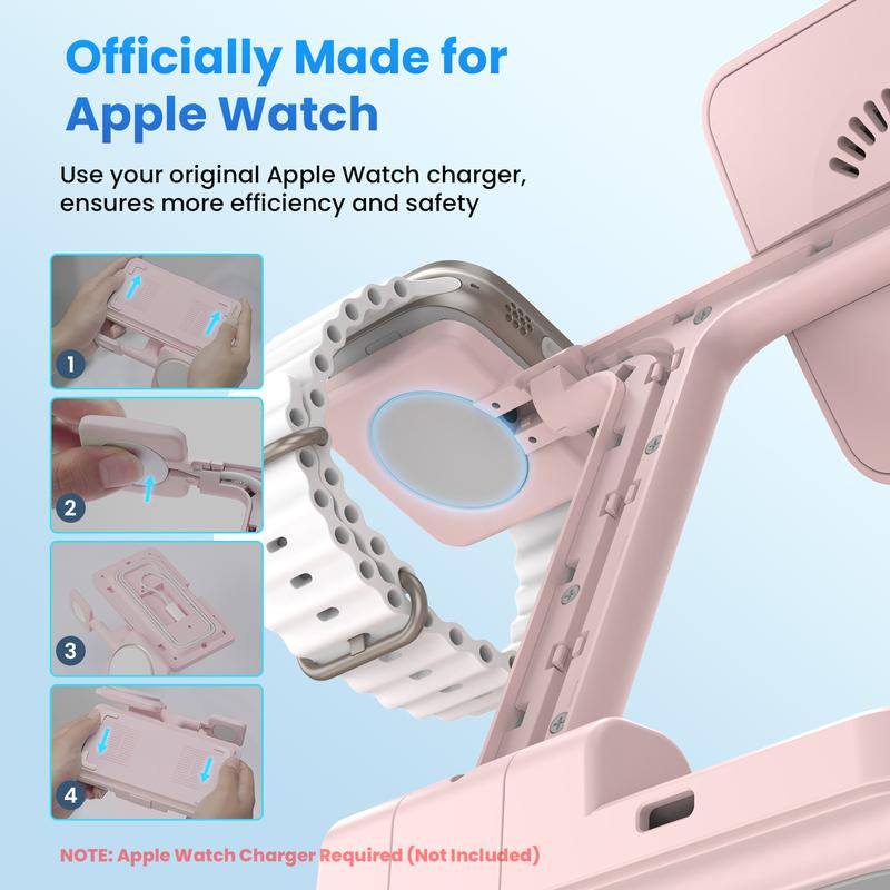 【Deals for You Days】3-In-1 Foldable Charger Stand for Magsafe: Joygeek Wireless Charging Station for Iphone 15/14/13/12 Pro Max plus Mini, Magnetic Mag-Safe Dock for Apple Watch Ultra/Se/9/8/7/6/5/4/3/2, Air Pods Pro/3/2 Smartphone Electronic Folding