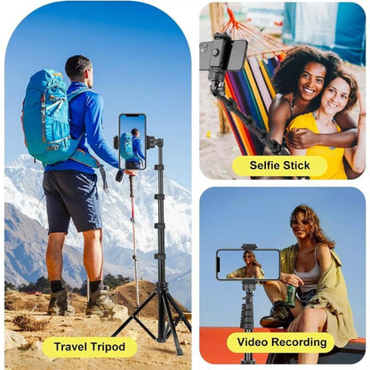 Tripod Camera Tripods, 51'' Lightweight Camera Tripod with Wireless Remote and Bag, Travel Cell Phone Tripod, Phone Tripod Stand with Phone Tripod Mount & 1/4”Screw, for Phone/Camera/Projector/Dslr/Slr