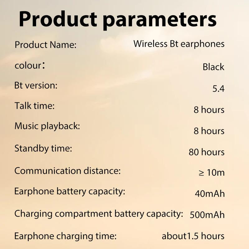 A Full-Color Touchscreen with Active ANC Noise Reduction, Adaptive Active Noise Reduction/Adjustable Equalizer/Bt 5.4 Wireless Bt Earphones Audio Charging Electronic Headset Cable