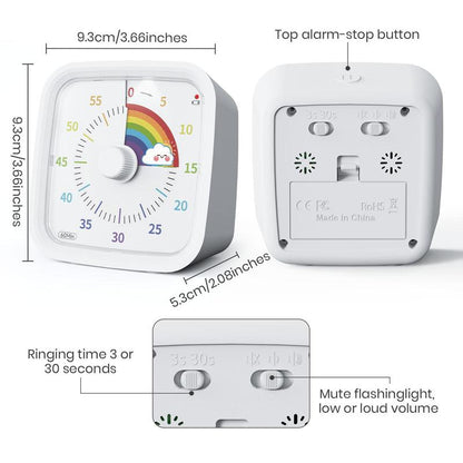 Visual 60 Minute Timer with Protective Case, 1 Count Battery Powered Silent Time Management Tool without Battery, Multipurpose Timer for Study & Working, Kitchen Accessories