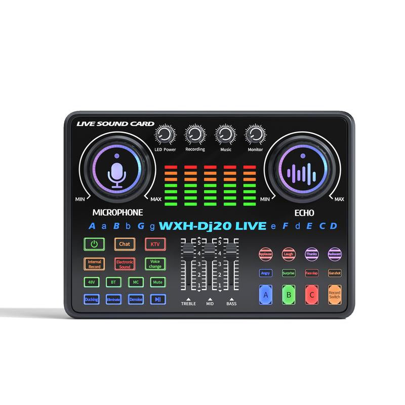 Professional Dj20 Live Sound Card for BM800 Microphone, Podcast, Recording, and Live Streaming - Your Perfect Choice for Recording, Broadcasting, and Live Streaming