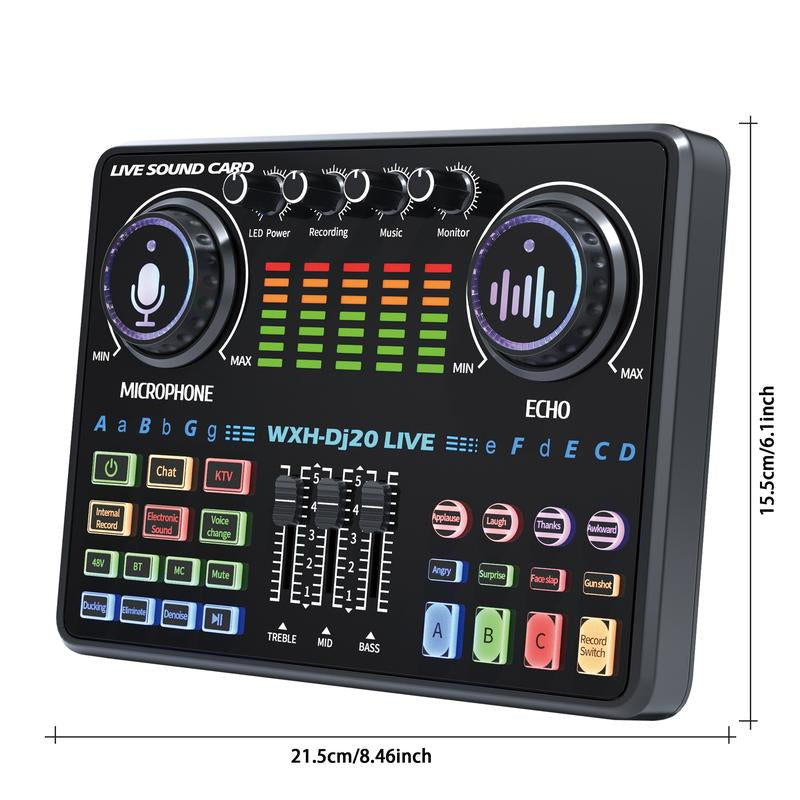 Professional Dj20 Live Sound Card for BM800 Microphone, Podcast, Recording, and Live Streaming - Your Perfect Choice for Recording, Broadcasting, and Live Streaming