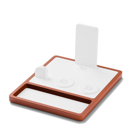 QUAD TRAY White - 4-In-1 Magsafe Oak Wireless Charger with Ipad Stand Support