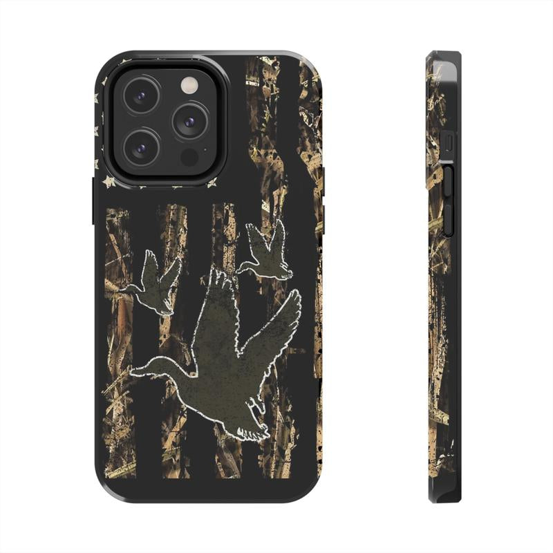 Camo Flage American Flag Duck Hunter Hunting Phone Case, Camo Phone Case for Iphone 8, X, XR, XS 11, 12, 13, 14, 15, Pro Max, Mini, Plus, Luxury Phone Case, Accessories, High Durability