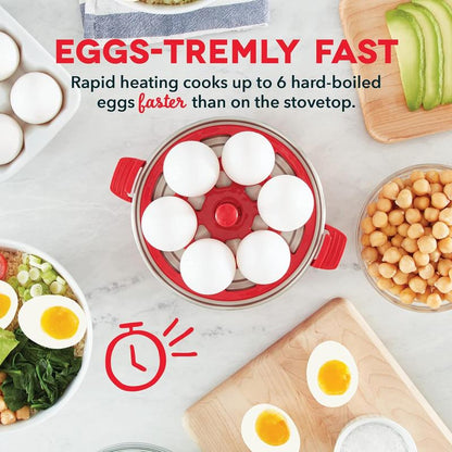 6 Egg Cooker Boiled Eggs Egg Cooker Machine, Omellete Poached Soft Boiled Electric Egg Cooker Rapid Egg Cooker: 6 Egg Capacity Electric Egg Cooker for Hard Boiled Eggs, Poached Eggs, Scrambled Eggs, or Omelets with Auto Shut off Feature