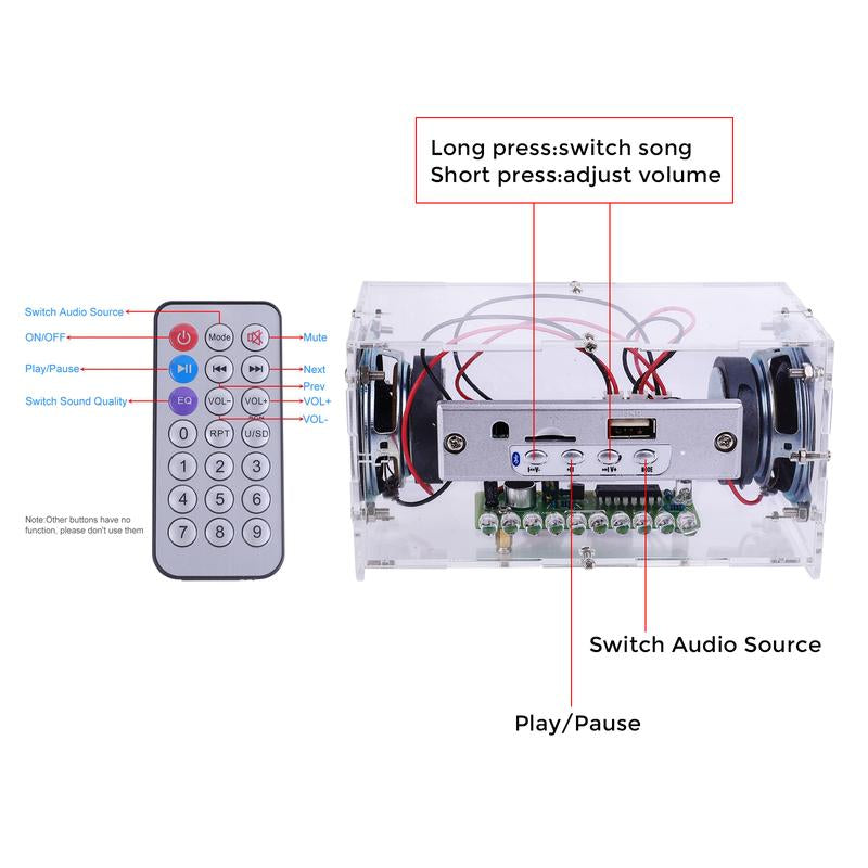 Mioyoow DIY Bluetooth-Compatible Speaker Kit with LED Flashing Light, DIY Electronics Soldering Project USB Mini Home Stereo Sound Amplifier Soldering Practice Kit for College High School Education Audio Colorful Educational