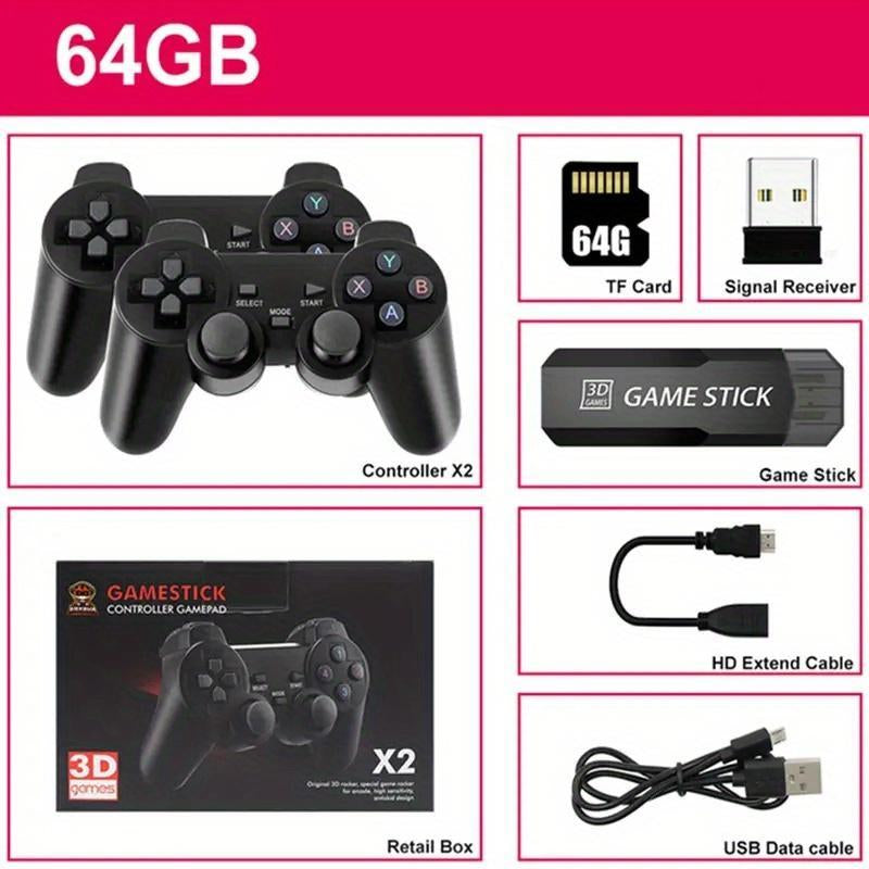 4K Wireless Game Controller for Summer, 1 Set Super Game Box plus 4K HD Output Game Console + TV Home Game Console Support PSP/N64/3D/PS1, Father'S Day Gifts