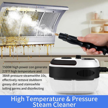 Portable Handheld Steam Cleaner, High Temperature Pressurized Steam Cleaning Machine with Brush Heads, Suitable for Kitchen Furniture Bathroom Car, Steam Cleaning Tools