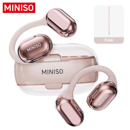 MINISO X39 Open Ear Bluetooth 5.4 Headphones, True Wireless over Ear Headsets, 40Hrs Long Battery Playtime for Music Work Earphones, Not in Ear Earbuds for Iphone Android Pink Purple Black