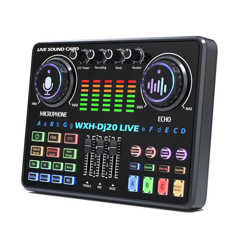 Professional Dj20 Live Sound Card for BM800 Microphone, Podcast, Recording, and Live Streaming - Your Perfect Choice for Recording, Broadcasting, and Live Streaming