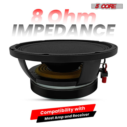 5 CORE 10 Inch Subwoofer Speaker 600W Max 8 Ohm Full Range Replacement DJ Bass Loudspeaker